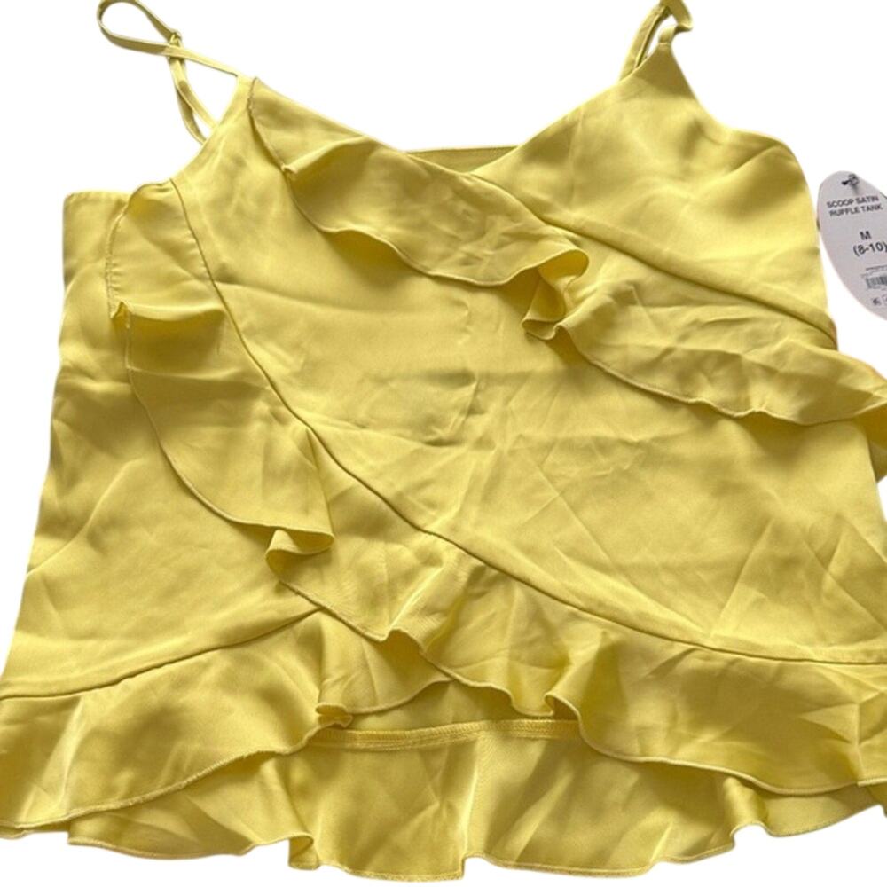 Elegant Yellow Ruffled Camisole Top Sleeveless V-Neck Summer‎ Womens Cami Top